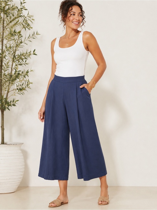 H&M Pants - H&M Navy Wide-Leg Cropped Pants